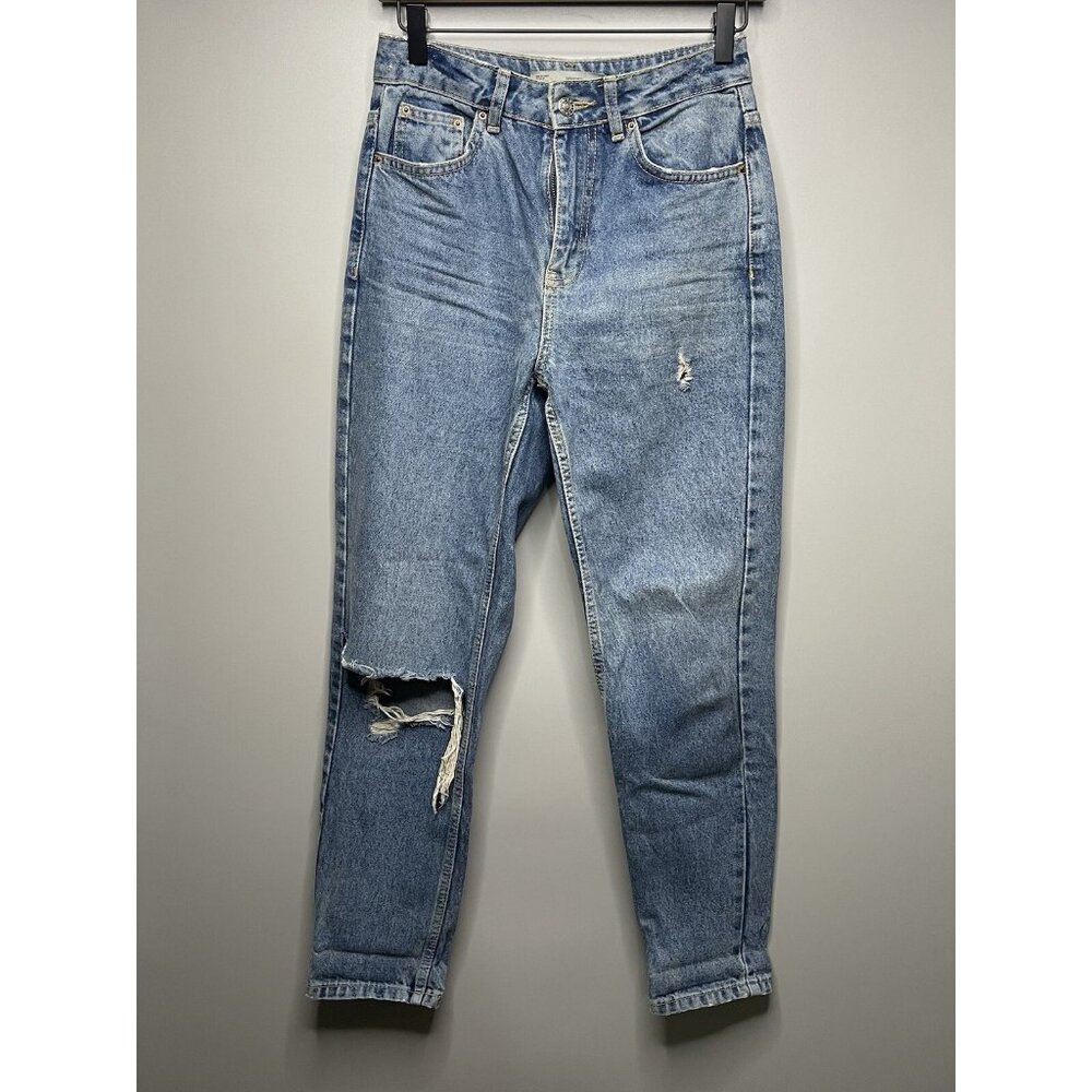 TOPSHOP Moto Mom Women's Distressed Jeans Blue 25